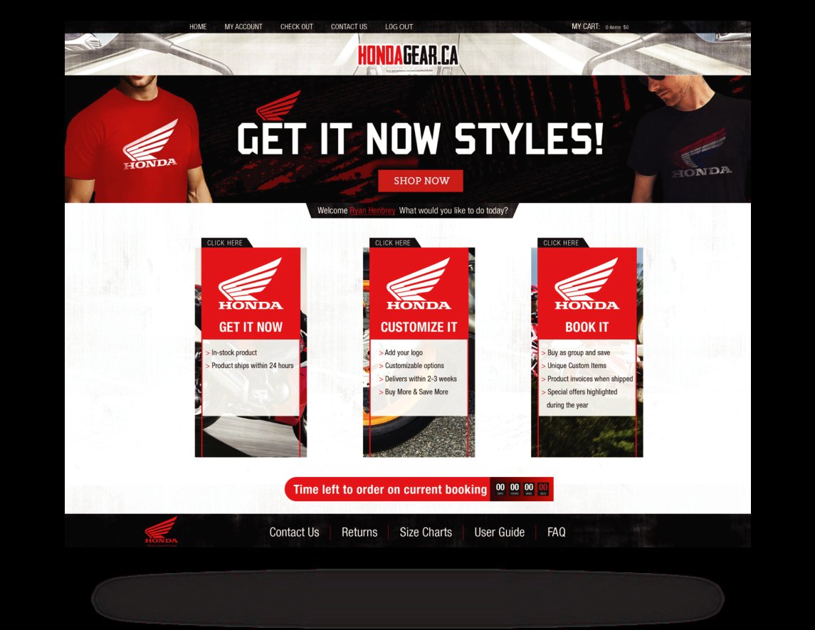 HondaGear.ca ordering portal built by TNT shown on desktop and mobile