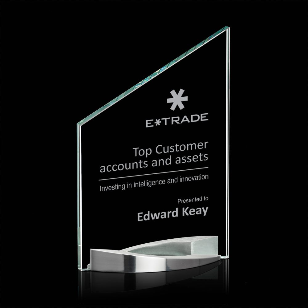 Engraved crystal award for top customer accounts