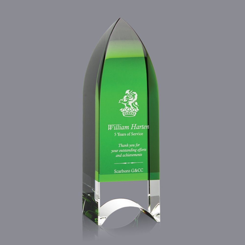 Green crystal obelisk award