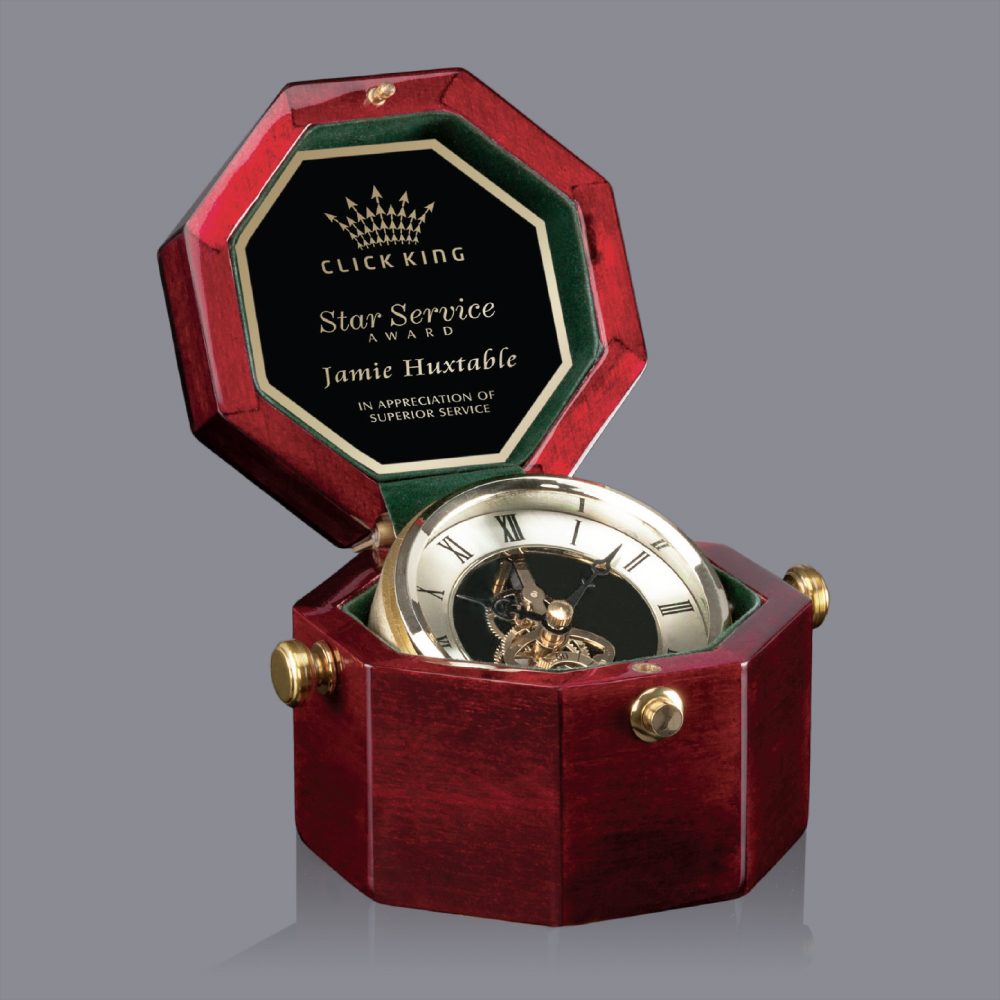 Brass compass in a rosewood presentation box