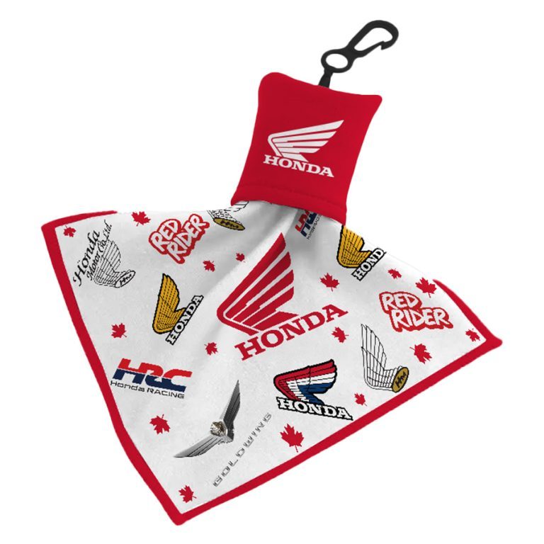Honda microfibre cleaning cloth with Red Rider and HRC marks