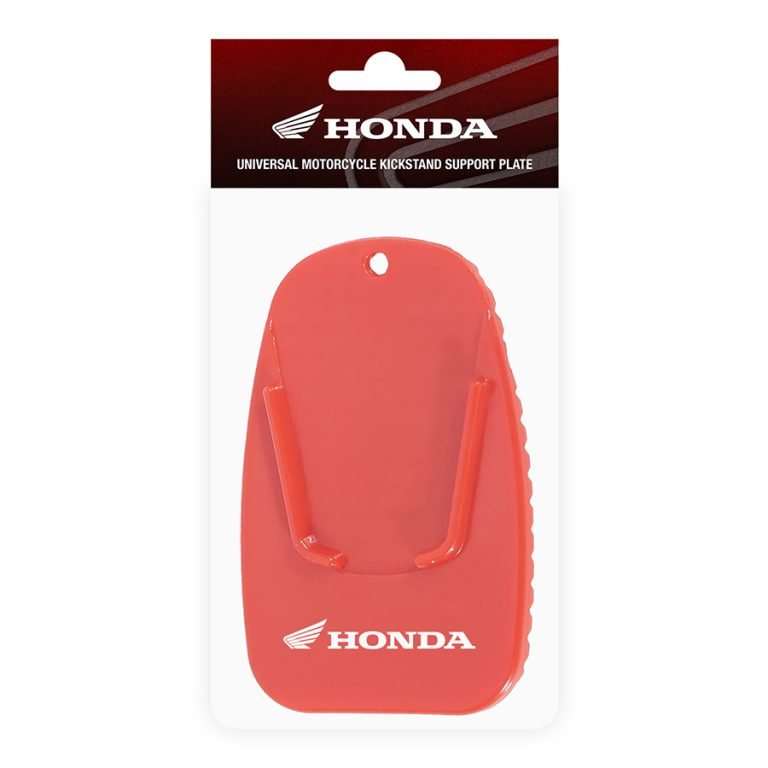 Red Honda motorcycle kickstand support plate