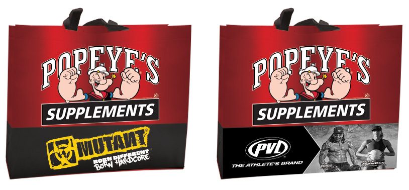 Red Popeye's Supplements retail bags