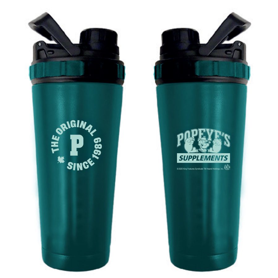 Dark green Popeye's steel tumbler