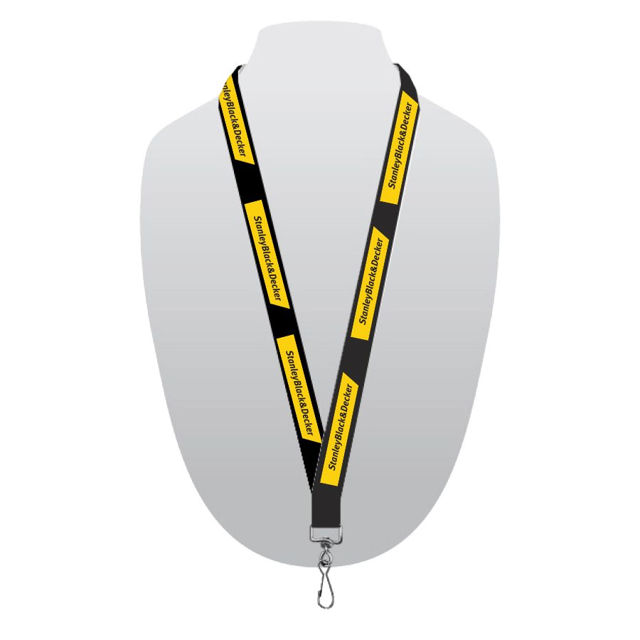 Yellow and black DeWalt Tough in the North lanyard