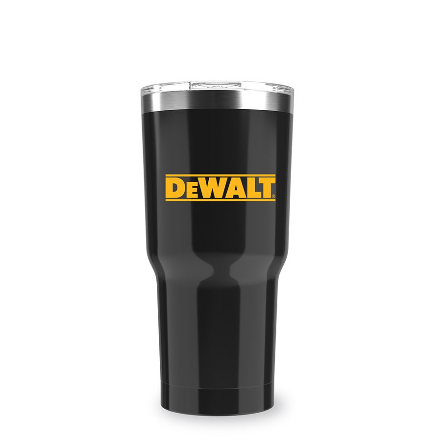 Black 18 oz stainless DeWalt tumbler
