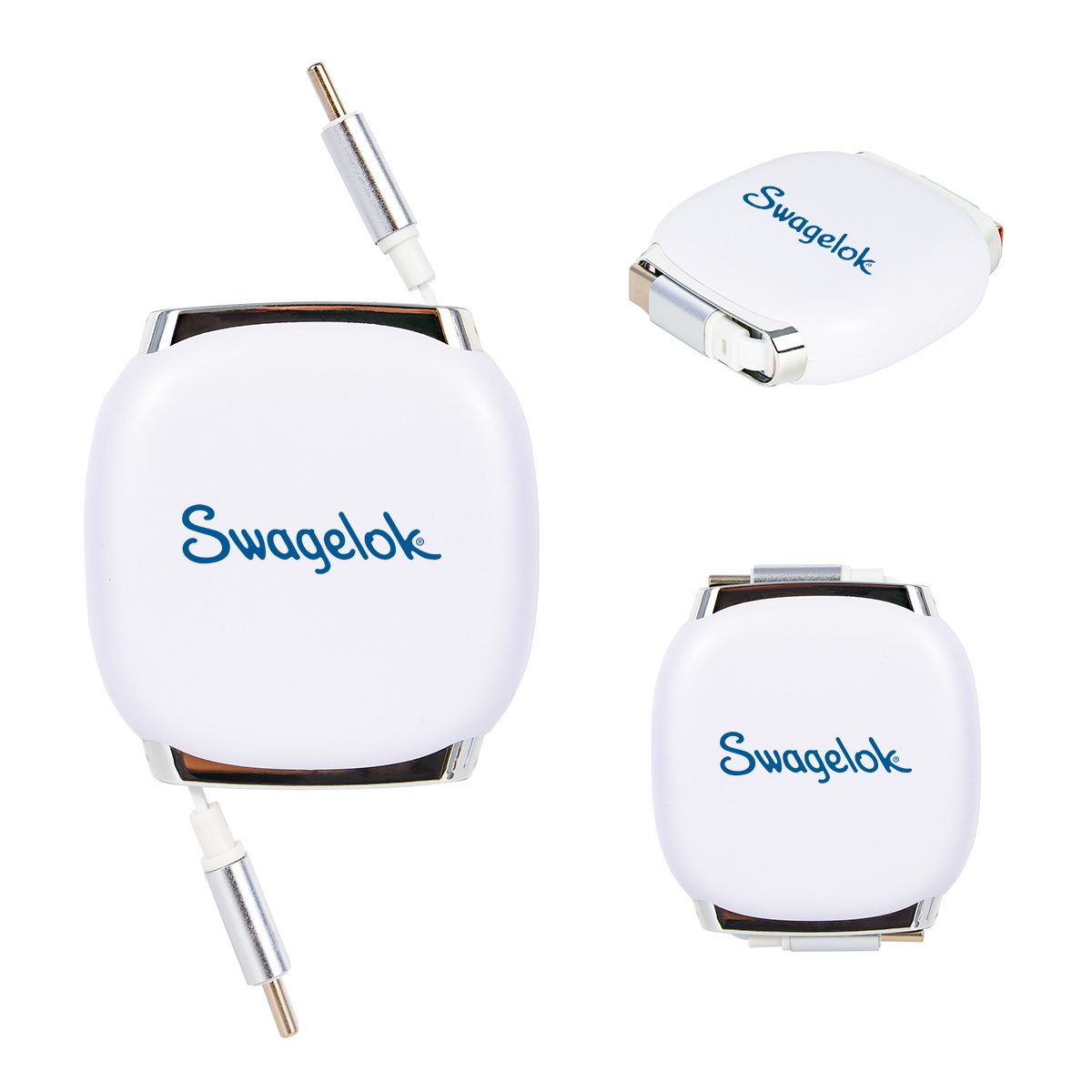 Retractable Swagelok device charging cables