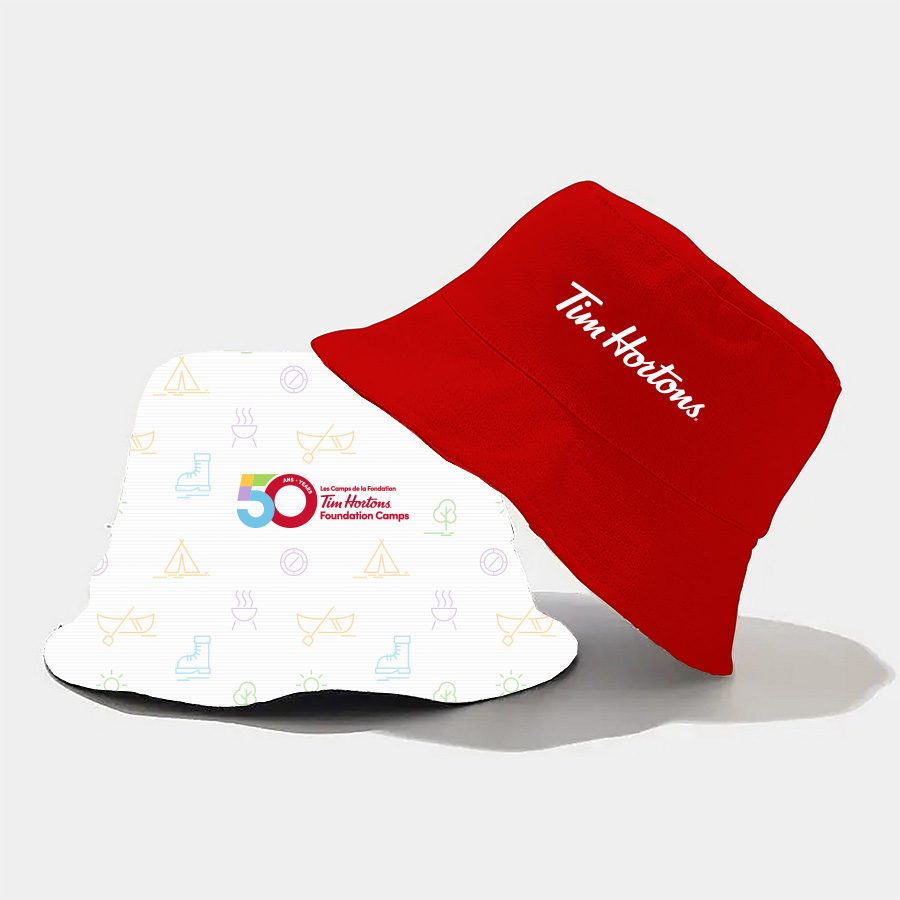 Tim Hortons Foundation reversible bucket hat in red and white