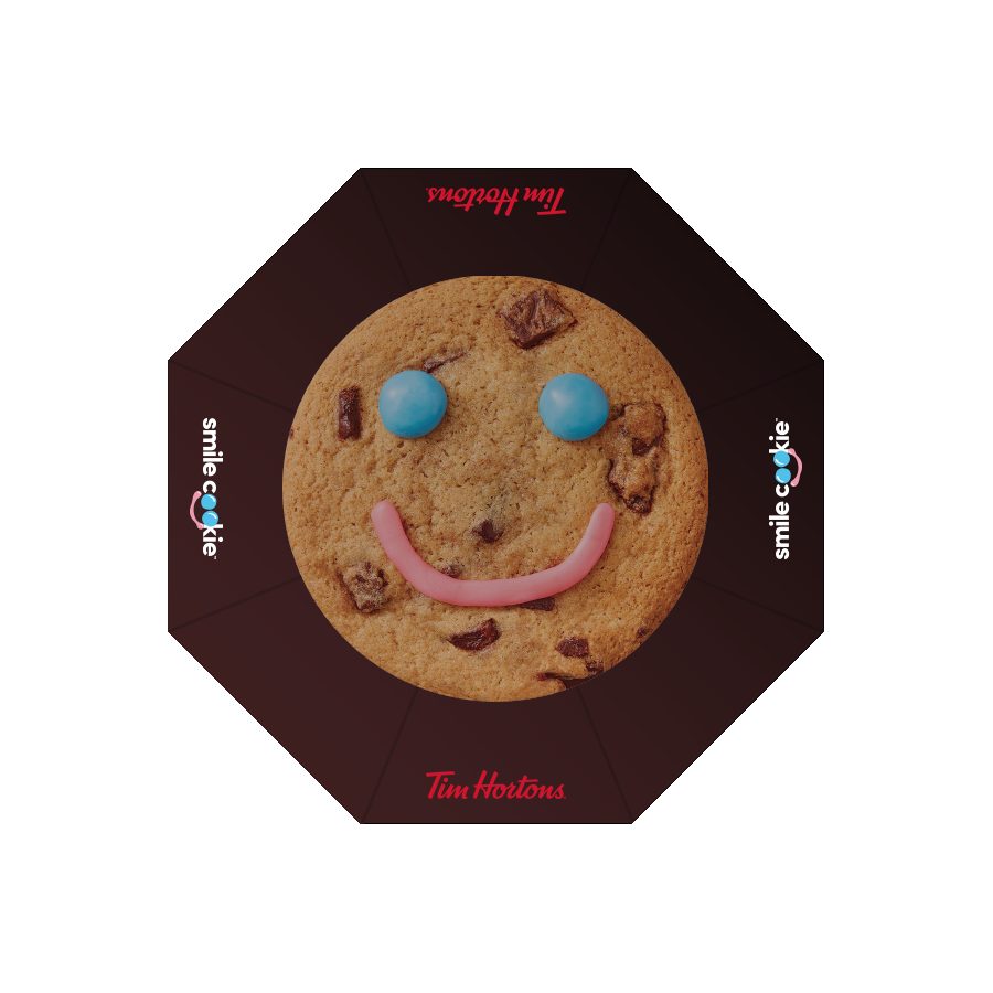 Smile Cookie umbrella canopy shaped like a smiling cookie