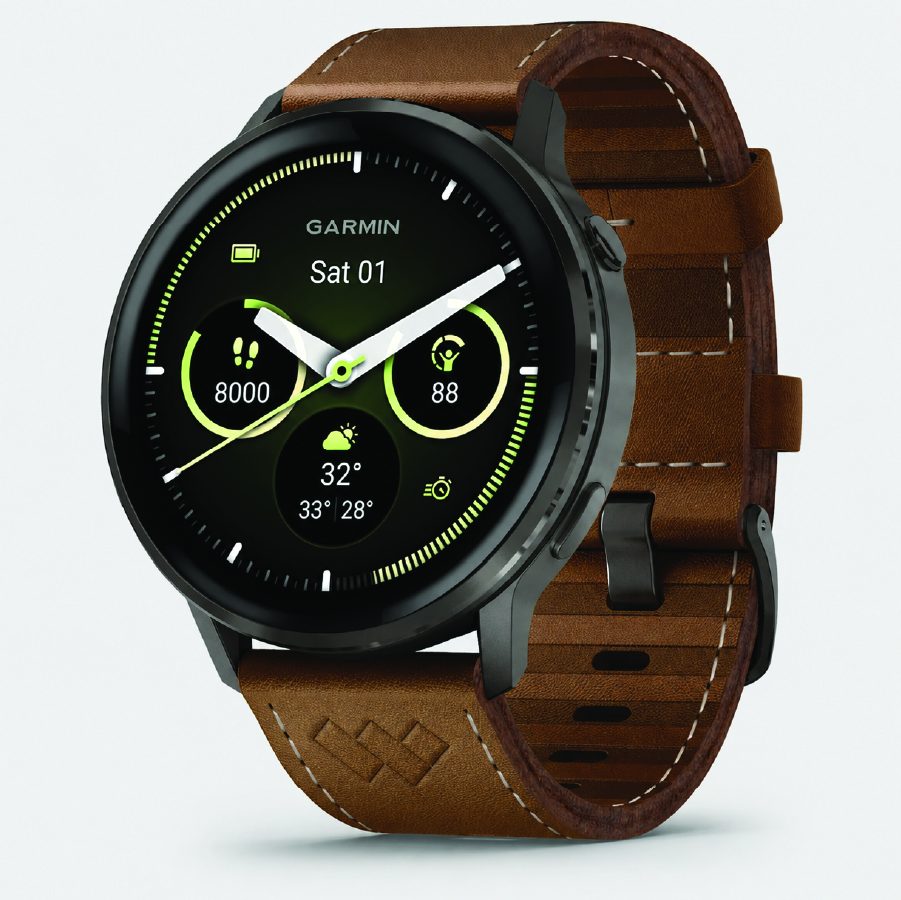 Garmin smartwatch with brown leather band for WealthONE
